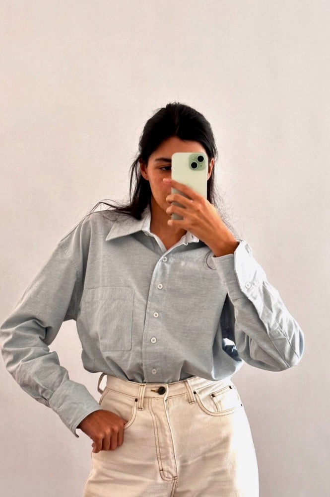 CAMISA AZUL 100% ALGODÃO
