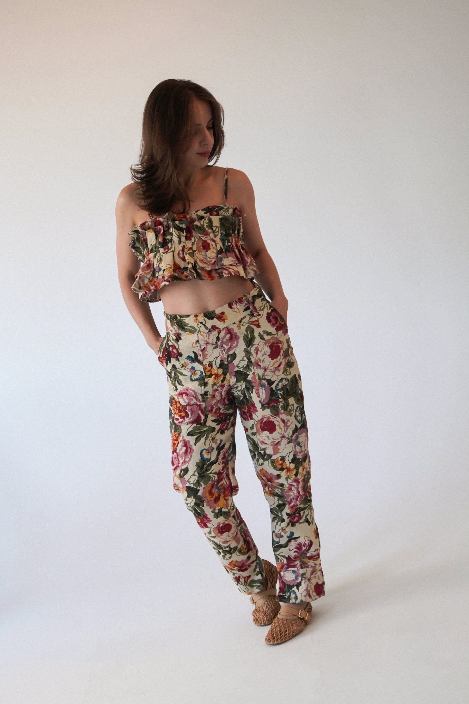 CALÇA RETA FLORAL