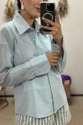 CAMISA AZUL 100% ALGODÃO
