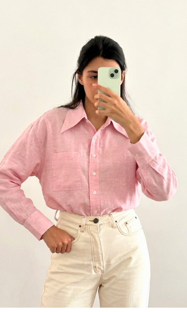 CAMISA LINHO ROSA BEBÊ