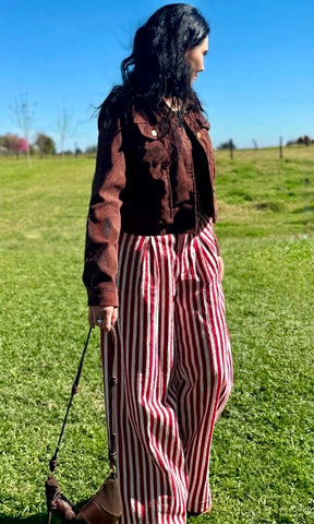 CALÇA LAYSE LISTRADA VERMELHA