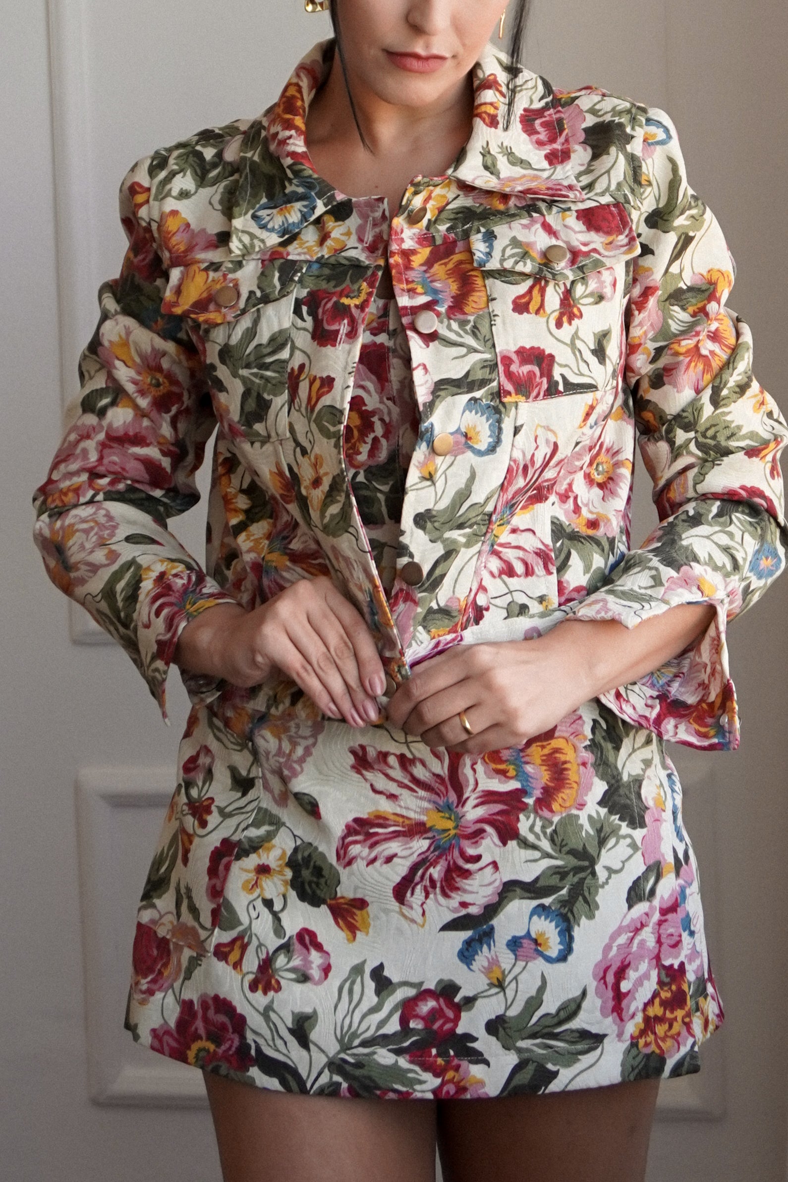 JAQUETA JACQUARD FLORAL